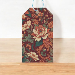 Burgundy Chinoiserie Grandmillenial Toile de Jouy Geschenkanhänger