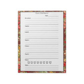 Burgundy Chintz Food Journal - Trendy Meal Diary Notizblock (Rotiert)