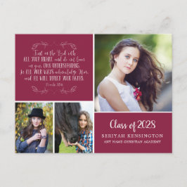 Burgundy Christian Graduation Proverbs 3 Photo Postkarte