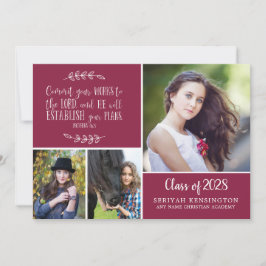 Burgundy Christlich Proverbs Abschluss Einladung