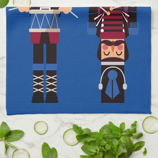 Burgundy Christmas Nutcracker Drummer Geschirrtuch (Gefaltet)