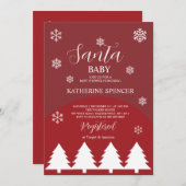 Burgundy Christmas trees snowflakes elegant serif  Einladung (Vorne/Hinten)