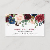 Burgundy Classic Blue Floral Wedding Registry Begleitkarte (Vorderseite)