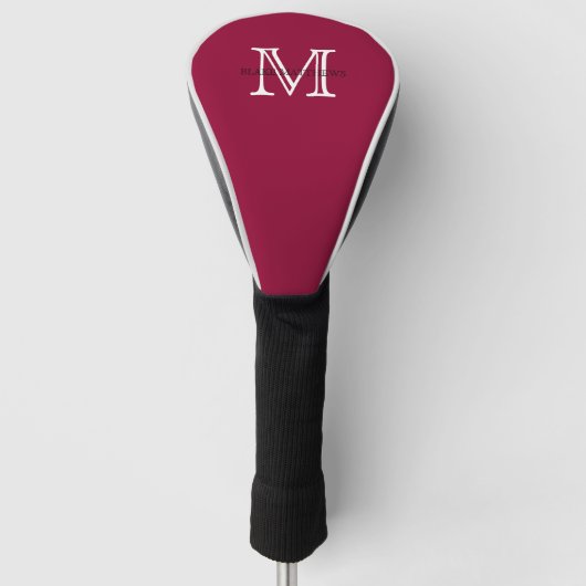 Burgundy Classic Custom Monogram & Name Golf Headcover (Vorderseite)