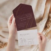 Burgundy Classic Elegance-Kalligrafie-Monogramm All In One Einladung