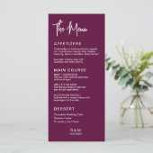 Burgundy Classic Hochzeit Menükarte (Stehend Vorderseite)