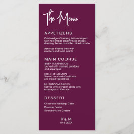 Burgundy Classic Hochzeit Menükarte