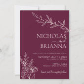 Burgundy Classic Minimalist Modern Boho Wedding Einladung (Vorderseite)
