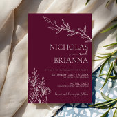 Burgundy Classic Minimalist Modern Boho Wedding Einladung