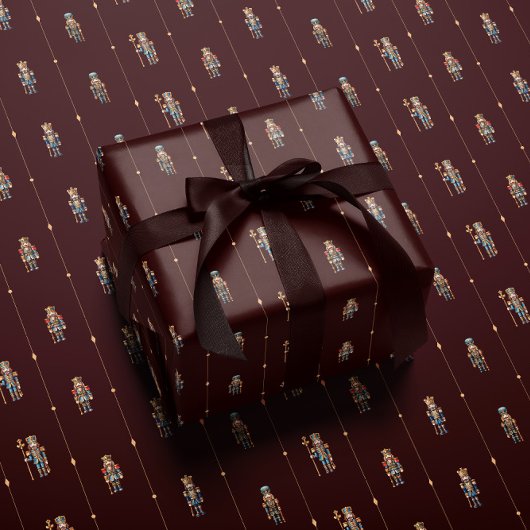 Burgundy classic nutcracker wrapping paper geschenkpapier