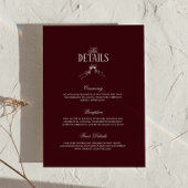 Burgundy Classic Retro Wedding Details  Begleitkarte