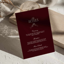 Burgundy Classic Retro Wedding Details  Begleitkarte
