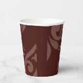 Burgundy Classic Script Luxe Damask Wedding Pappbecher (Rechts)