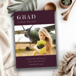 Burgundy Clean Minimal Clean Foto Abschluss Einladung