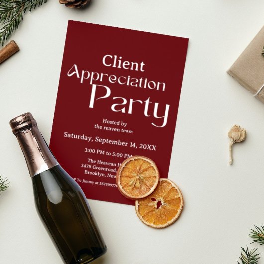 Burgundy Client Wertschätzung Party dankbar Einladung