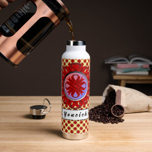 Burgundy Clover Ribbon von Kenneth Yoncich Trinkflasche