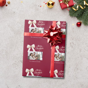Burgundy-Coffee-Creme-Bogen-Foto-Drehbuch Weihnach Geschenkpapier