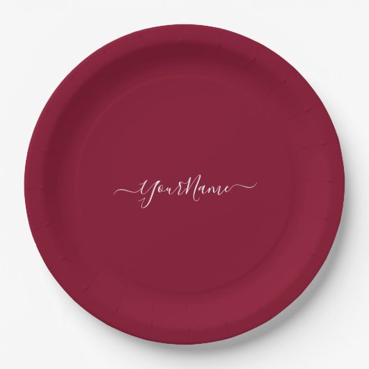burgundy color-elegant script  pappteller (Vorderseite)