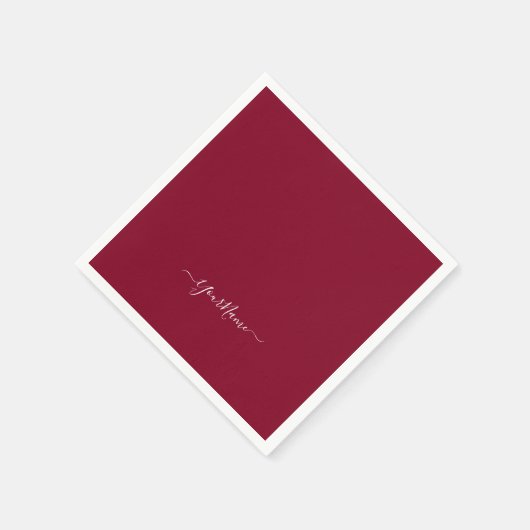 burgundy color-elegant script  serviette (Ecke)