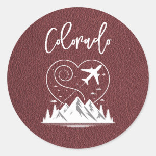 Burgundy Colorado Passport Runder Aufkleber