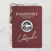 Burgundy Colorado Passport Save the Date (Vorne/Hinten)