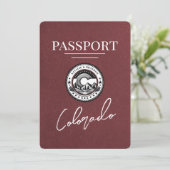 Burgundy Colorado Passport Save the Date (Stehend Vorderseite)