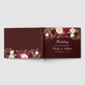 Burgundy Confetti Floral Wedding Gästebuch (Voll)