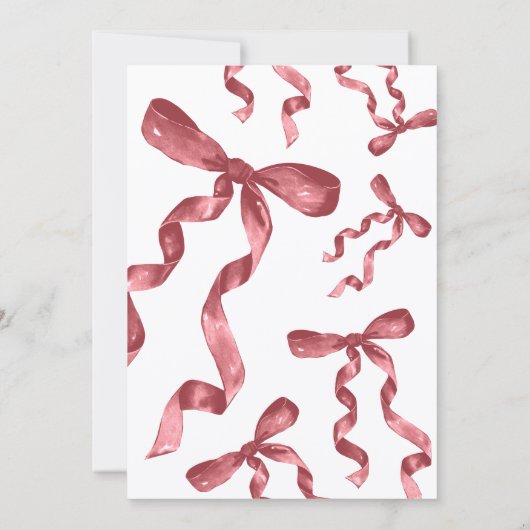 Burgundy Coquette Bow Babydusche Einladung (Rückseite)