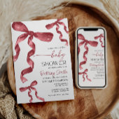 Burgundy Coquette Bow Babydusche Einladung