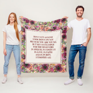Burgundy Coral Floral Bible Verse Timothy Jugend Fleecedecke