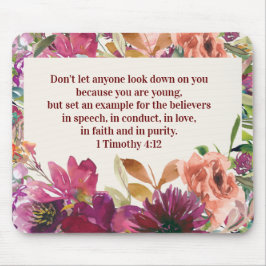 Burgundy Coral Floral Christlich Bibel Verse Mousepad