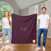 Burgundy Corporate Logo Company Monogram Luxus Fleecedecke
