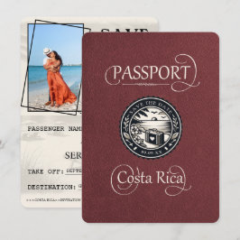 Burgundy Costa Rica Passport Save The Date