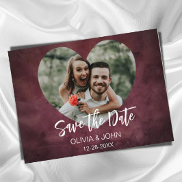 Burgundy Coupels Foto in Heart Frame Wedding Postkarte