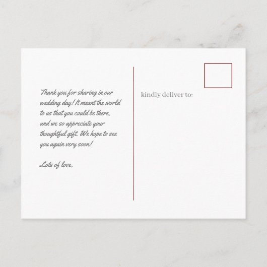 Burgundy Couples Personalized Stationery Photo Postkarte (Rückseite)