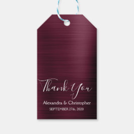 Burgundy Cranberry Modern Wedding Vielen Dank Geschenkanhänger