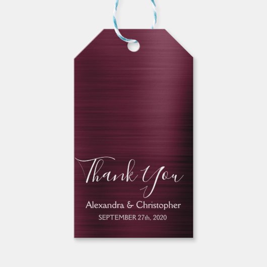 Burgundy Cranberry Modern Wedding Vielen Dank Geschenkanhänger (Vorderseite)