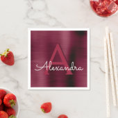 Burgundy Cranberry Monogram erste Hochzeit Serviette (Beispiel)