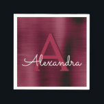 Burgundy Cranberry Monogram erste Hochzeit Serviette<br><div class="desc">Burgund Cranberry Elegant Monogram und Initial Wedding Napkins. Diese Lila Marsala Geburtstagsfeier,  Hochzeit,  Brautparty oder Junggeselinnen-Abschied Napkins können auf Ihren Vor- und Erstnamen angepasst werden.</div>