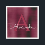 Burgundy Cranberry Monogram erste Hochzeit Serviette<br><div class="desc">Burgund Cranberry Elegant Monogram und Initial Wedding Napkins. Diese Lila Marsala Geburtstagsfeier,  Hochzeit,  Brautparty oder Junggeselinnen-Abschied Napkins können auf Ihren Vor- und Erstnamen angepasst werden.</div>