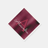 Burgundy Cranberry Monogram erste Hochzeit Serviette (Ecke)