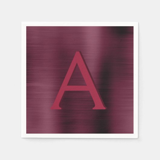 Burgundy Cranberry Monogram erste Hochzeit Serviette (Vorderseite)