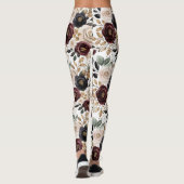 Burgundy Cream Black Floral Leggings (Rückseite)