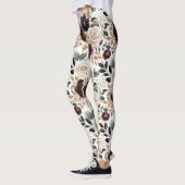 Burgundy Cream Black Floral Leggings (Links)