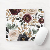 Burgundy Cream Black Floral Mousepad (Mit Mouse)