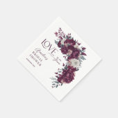 Burgundy Cream Blume Liebe in Bloom Brautparty Serviette (Ecke)