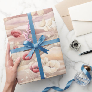 Burgundy Cream Blush Bloral Brautparty Geschenkpapier