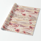 Burgundy Cream Blush Bloral Brautparty Geschenkpapier (Ungerollt)