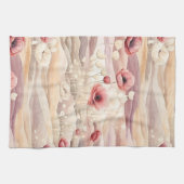 Burgundy Cream Blush Bloral Brautparty Geschirrtuch (Horizontal)