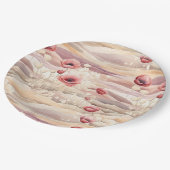 Burgundy Cream Blush Bloral Brautparty Pappteller (Schrägansicht)